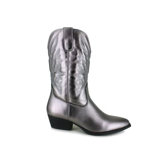 WESTERN BOOT GUNMETAL METALLIC WOMEN'S SIZE 8 PORTLAND BOOT COMPANY OLYMPIA - Picture 1 of 5